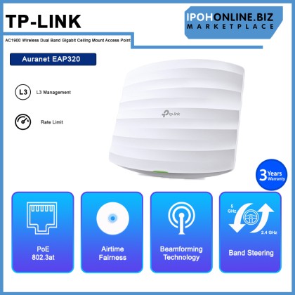 TP-LINK Auranet EAP320 AC1200 Wireless Dual Band Gigabit Ceiling Mount Access Point Ver.1.0